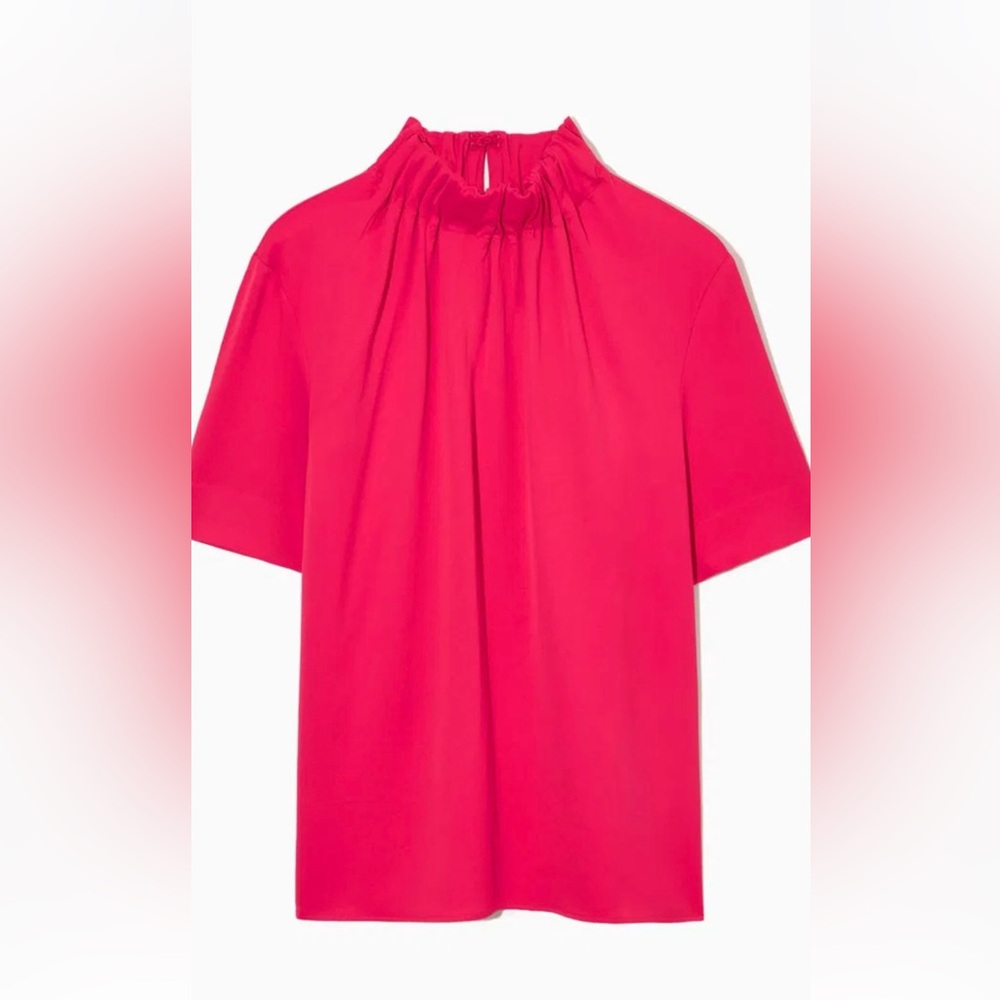 COS High-Neck Satin top Pink - Picture 10 of 11